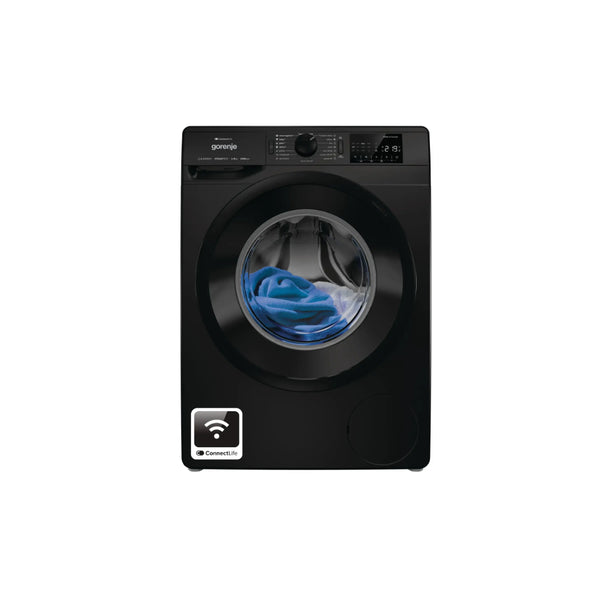 غسالة جورنجيGorenje WPNEI84A1SW/B تعبئة أمامية سعة 8 كغم سرعة دوران 1400 دورة/دقيقة لون أسود تصميم عصري