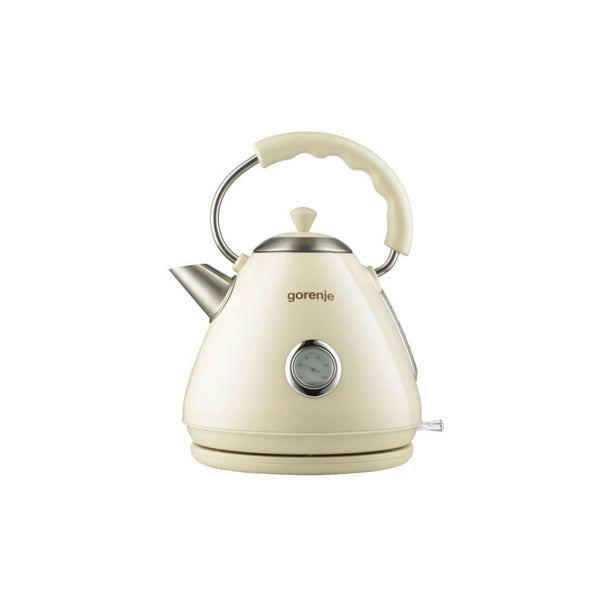 غلاية كهربائية Gorenje K17CLI سعة 1.7 لتر طاقة حتى 2200 W قاعدة دوّارة 360° مؤشر ماء فلتر قابل للإزالة حماية تشغيل جاف وتصميم كلاسيكي أنيق