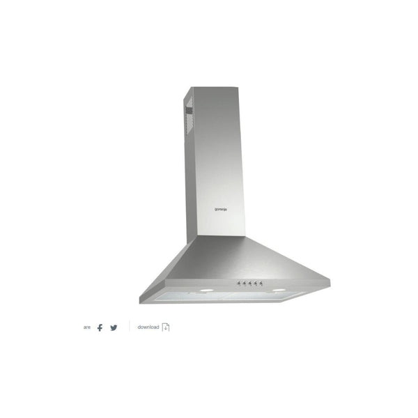 شفاط مطبخ Gorenje WHC623E14X 60 سم حائطي، Steel TouchFree، شفط 408 م³/س، 3 سرعات، إضاءة LED، فلتر قابل للغسل، طاقة كفاءة C، ضوضاء 65 ديسيبل